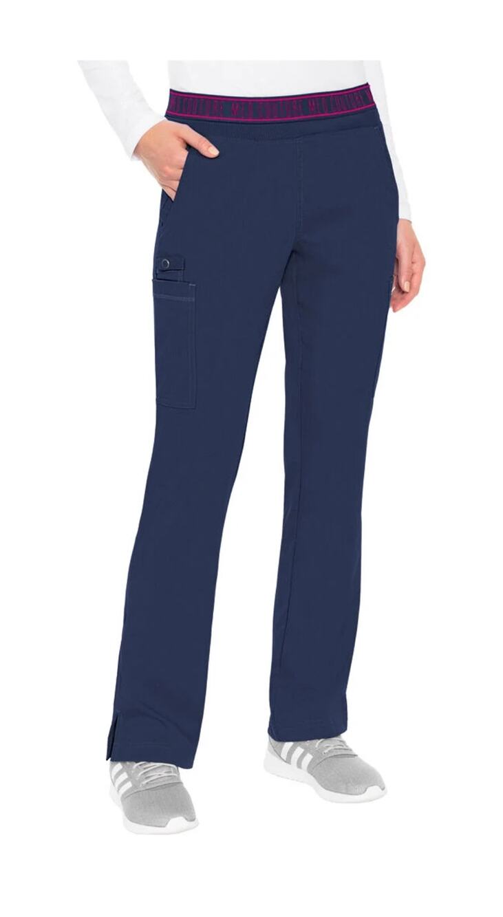 Med Couture PETITE Ally Logo Elastic Waistband Cargo Scrub Pant - Navy